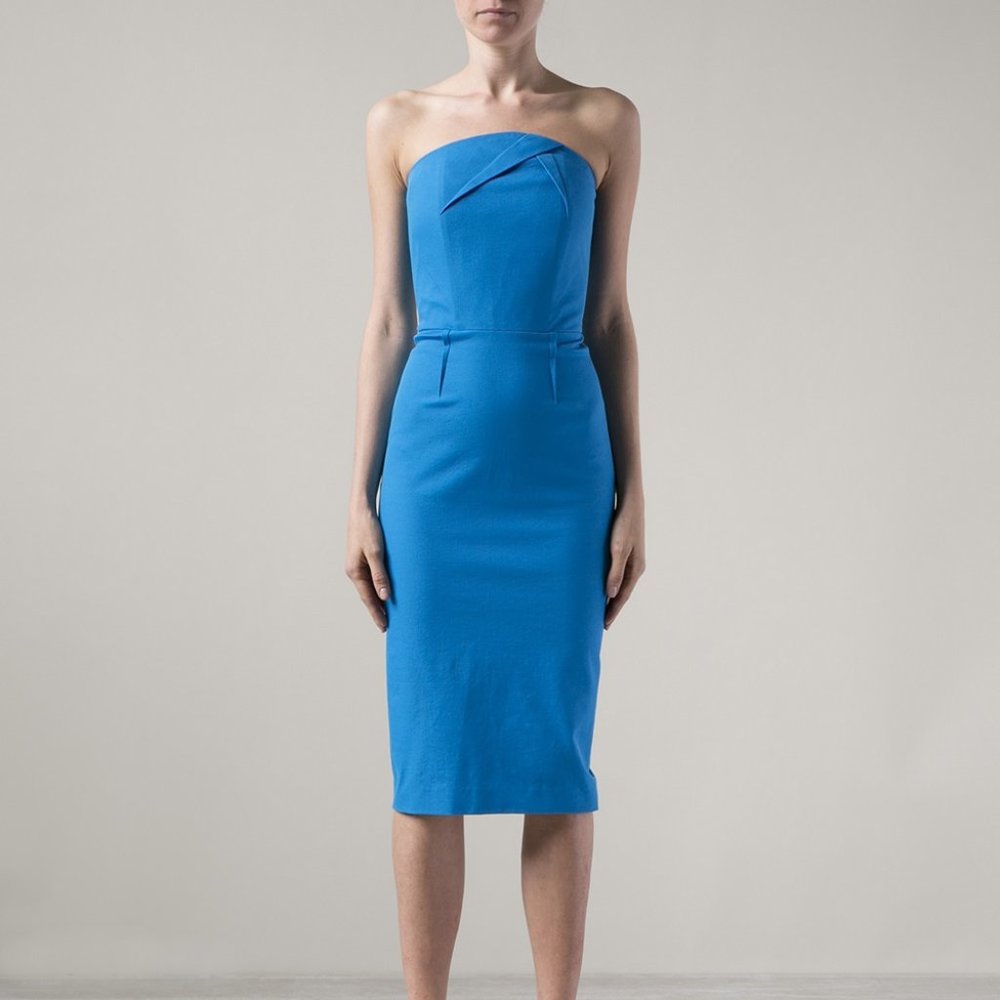 Roland Mouret Electra Strapless Dress in Blue size XS